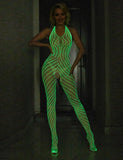 White Sexy Luminous Halter Neck Open Crotch Bodystocking Egypt