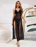 Sexy Mesh Lace Long Split Nightgown Egypt
