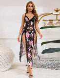 Sexy Mesh Lace Long Split Nightgown Egypt