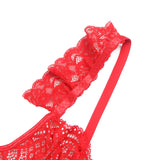 Sexy Egypt Jacquard Lace Mesh Crotchless Bodysuit With Garter