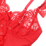 Sexy Egypt Jacquard Lace Mesh Crotchless Bodysuit With Garter