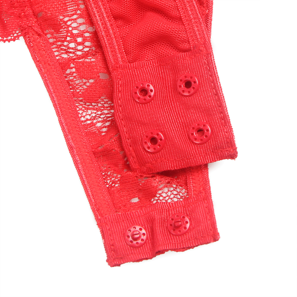 Sexy Egypt Jacquard Lace Mesh Crotchless Bodysuit With Garter