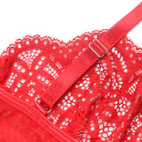 Sexy Egypt Jacquard Lace Mesh Crotchless Bodysuit With Garter