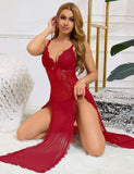 Sexy Mesh Lace Long Split Nightgown Egypt
