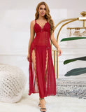 Sexy Mesh Lace Long Split Nightgown Egypt