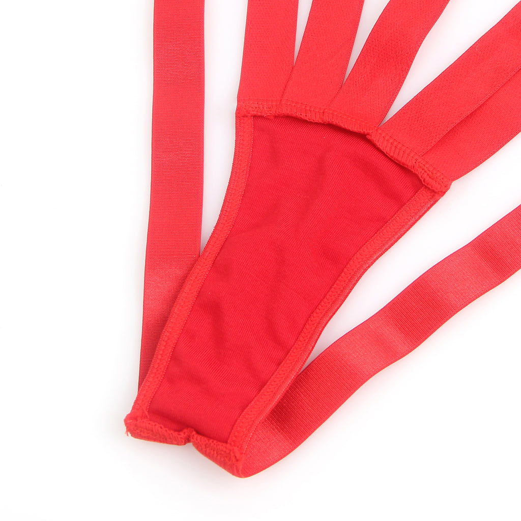 Red Sexy Hollow Out Bow Tie Bodysuit Lingerie Egypt