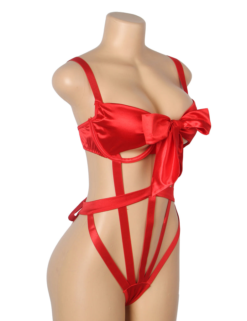 Red Sexy Hollow Out Bow Tie Bodysuit Lingerie Egypt