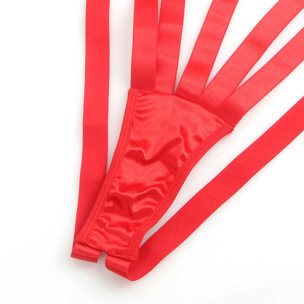 Red Sexy Hollow Out Bow Tie Bodysuit Lingerie Egypt