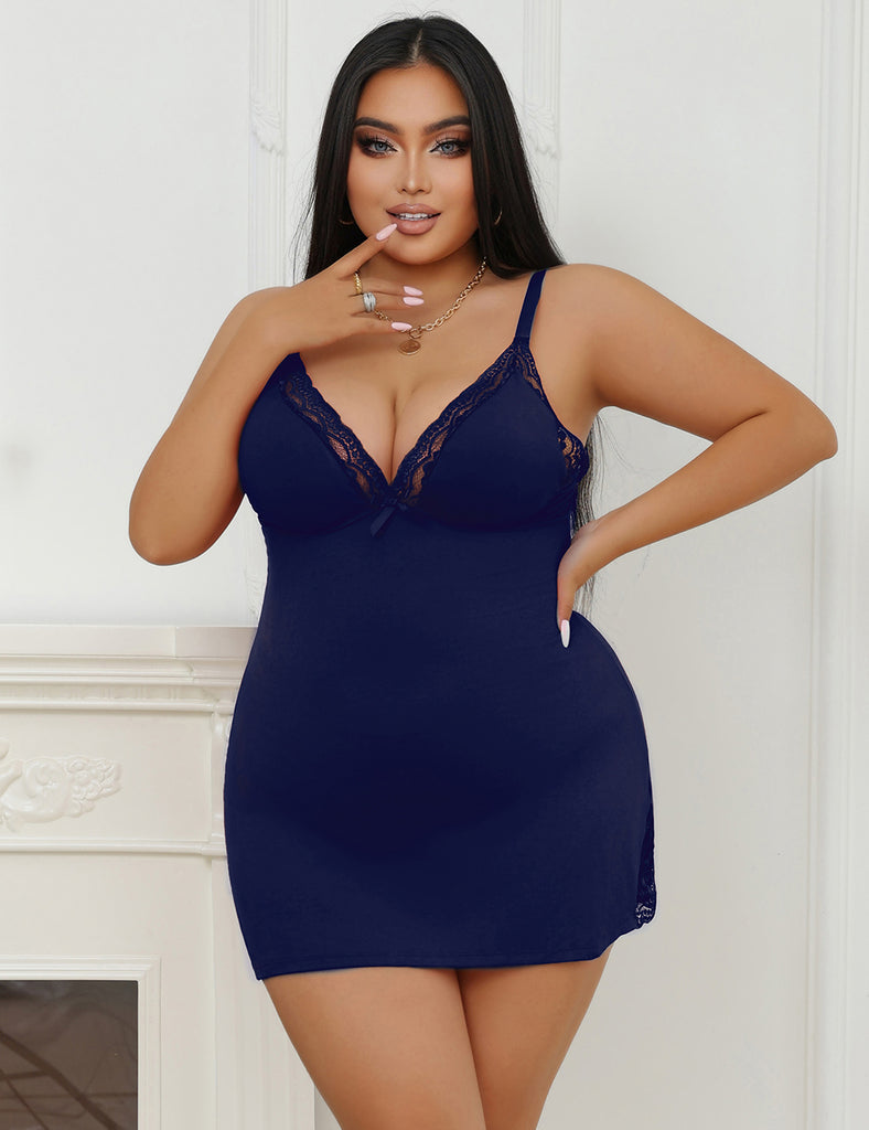 Sexy Egypt Modal Lace Bow Suspender Nightdress Lingerie