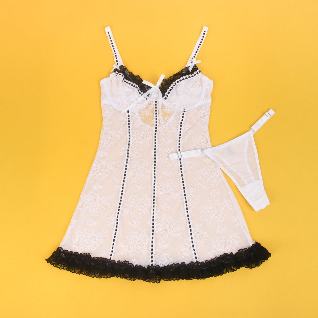 Sexy Lace Ruffled Suspender Nightdress Egypt