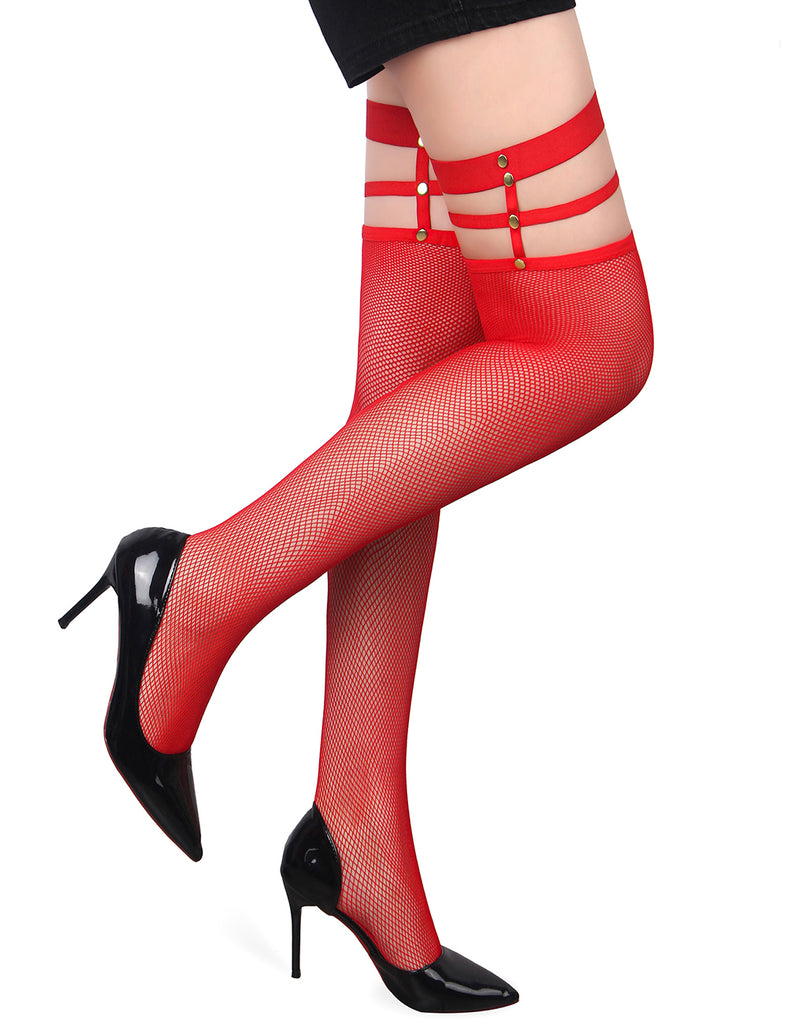 Sexy Small Mesh Elastic Rivet Fishnet Stockings