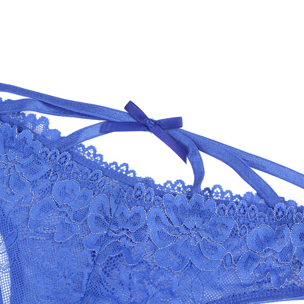 Lace Sexy Cross Straps Women Crotchless Panty