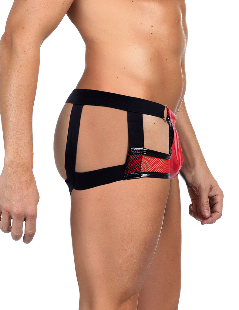 Patent Leather Mesh Sexy Low Waist Men Jockstrap