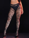 Black Sexy Vine Flower Fishnet Pantyhose