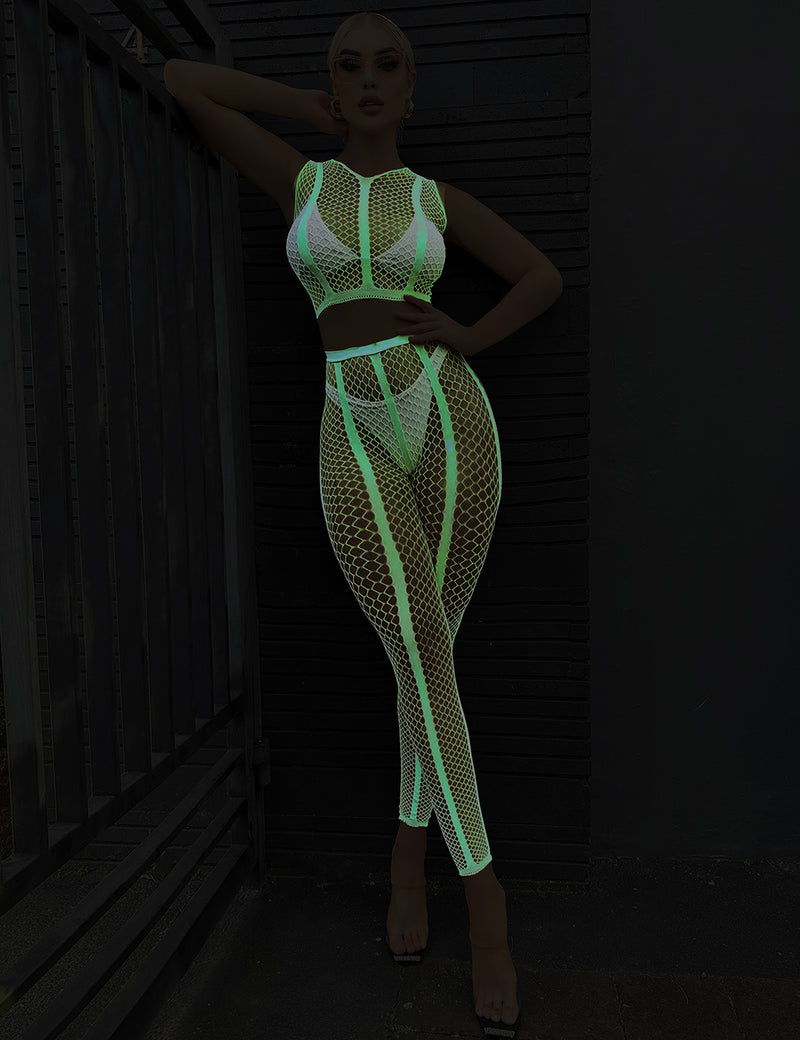 White sexy luminous sleeveless two pieces bodystocking egypt