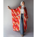 Orange mirror embroidered kaftan cardigan