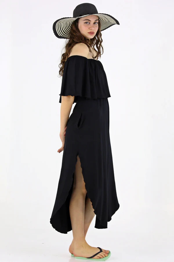 Ocean Whisper Off-Shoulder Dress