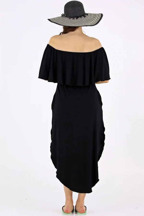 Ocean Whisper Off-Shoulder Dress