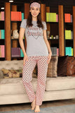 Women's Patterned Grey Pink Pajama Set Egypt