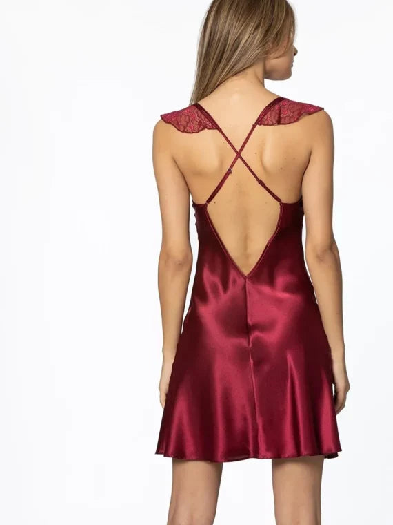 Pierre Cardin Women’s Satin Lace Nightgown With Wide Straps