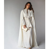 Linen blend embroidered cape kaftan
