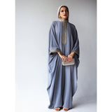Grey dropped crotch embroidered jumpsuit