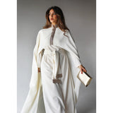 Linen blend embroidered cape kaftan