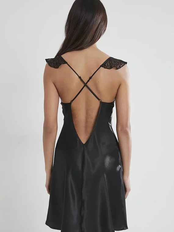 Pierre Cardin Women’s Satin Lace Nightgown With Wide Straps