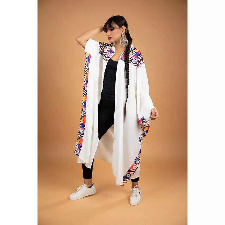 Linen white jacket with zip