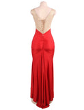 Amazing Gold Lace Red Slit Evening Gown*