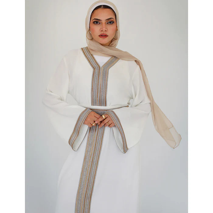 White embroidered Moroccan kaftan