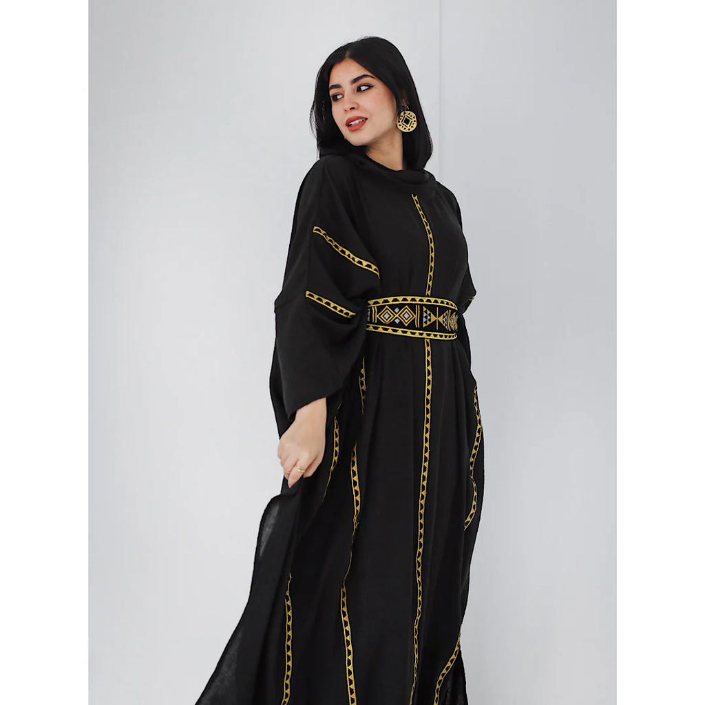 Bedouin linen blend kaftan dress