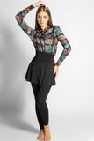 4PACK FULL BODY BURKINI ONE PIECE SWIMSUIT WITH BEACH SKIRT AND PANTS AND SWIM CAP