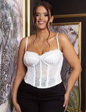 White 9 Bones Sexy Lace Suspender Corset Egypt Bra Top