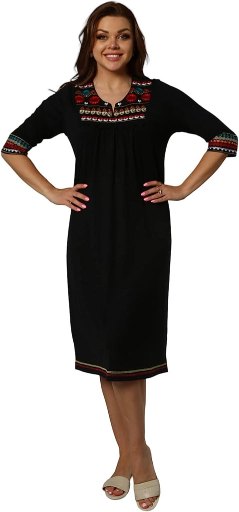Summer elegant embroidered cotton nightgown for women