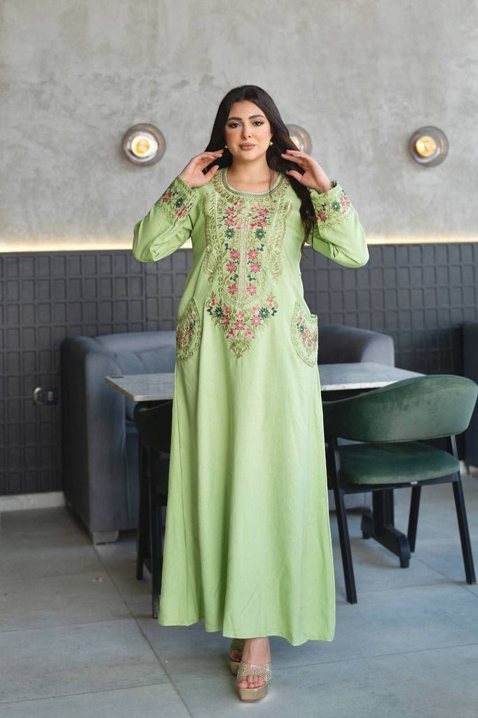 Turkish linen women's patterned abaya