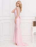 Red Backless Formal Evening Dress With Golden Strap