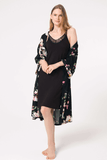 Flower Patterned Winter Knitted Normal Waist Lace Detailed Nightgown Dressing Gown