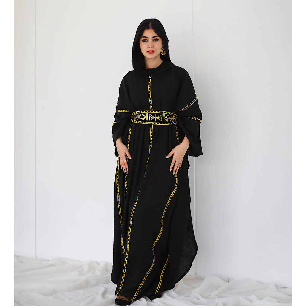 Bedouin linen blend kaftan dress