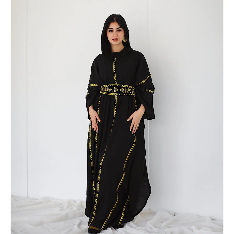 Bedouin linen blend kaftan dress
