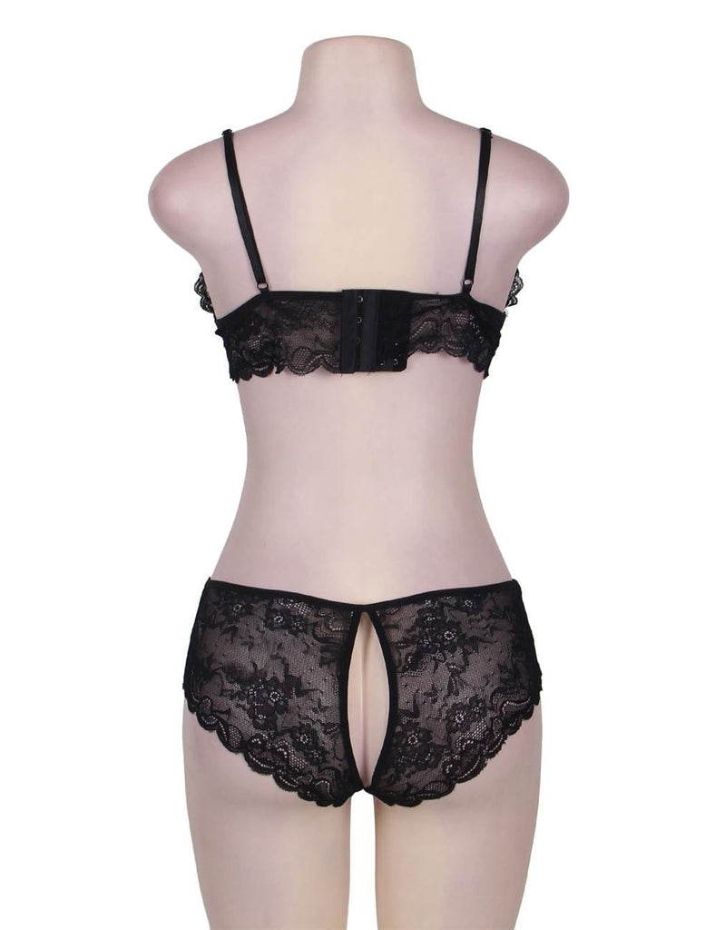 Lace Crotchless Booty Short Bra Set Egypt