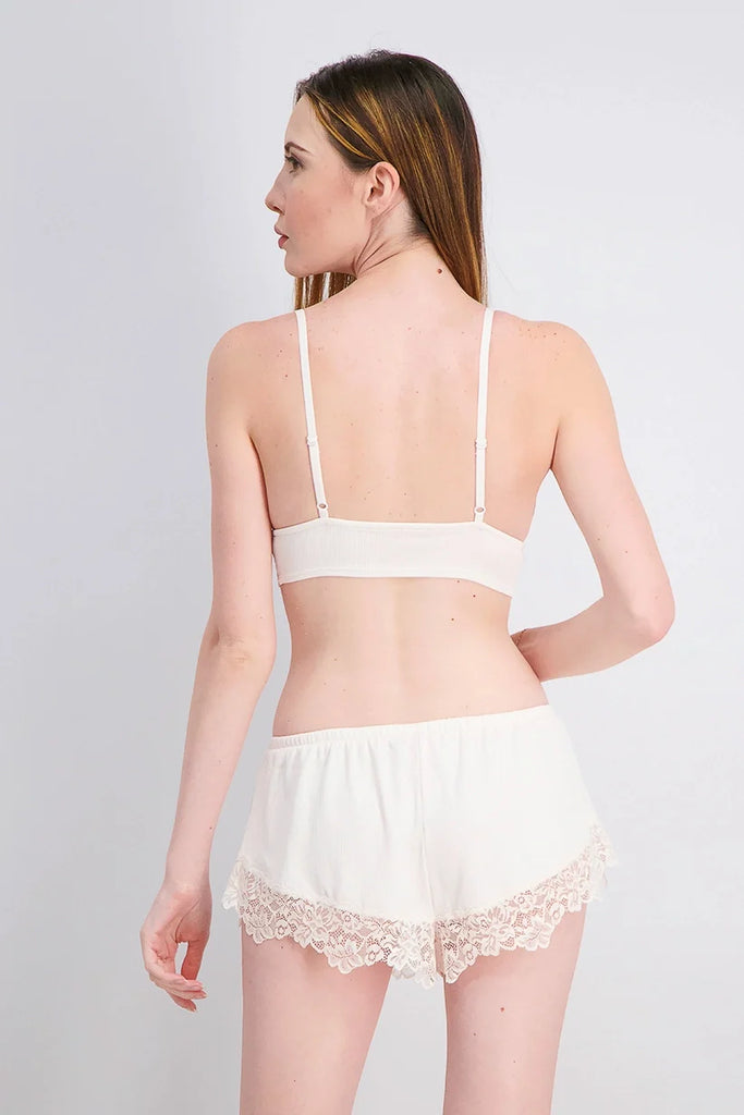 La Senza Egypt Women's Rib Crop Cami And Short Sleepwear Set, Beige