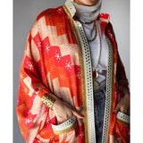 Orange mirror embroidered kaftan cardigan