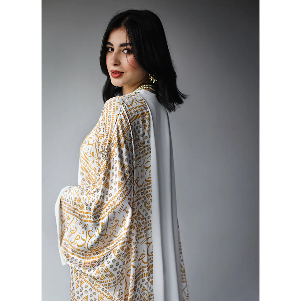Mirror embroidered satin kaftan