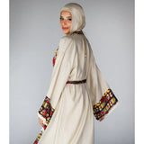 Linen & printed satin kaftan
