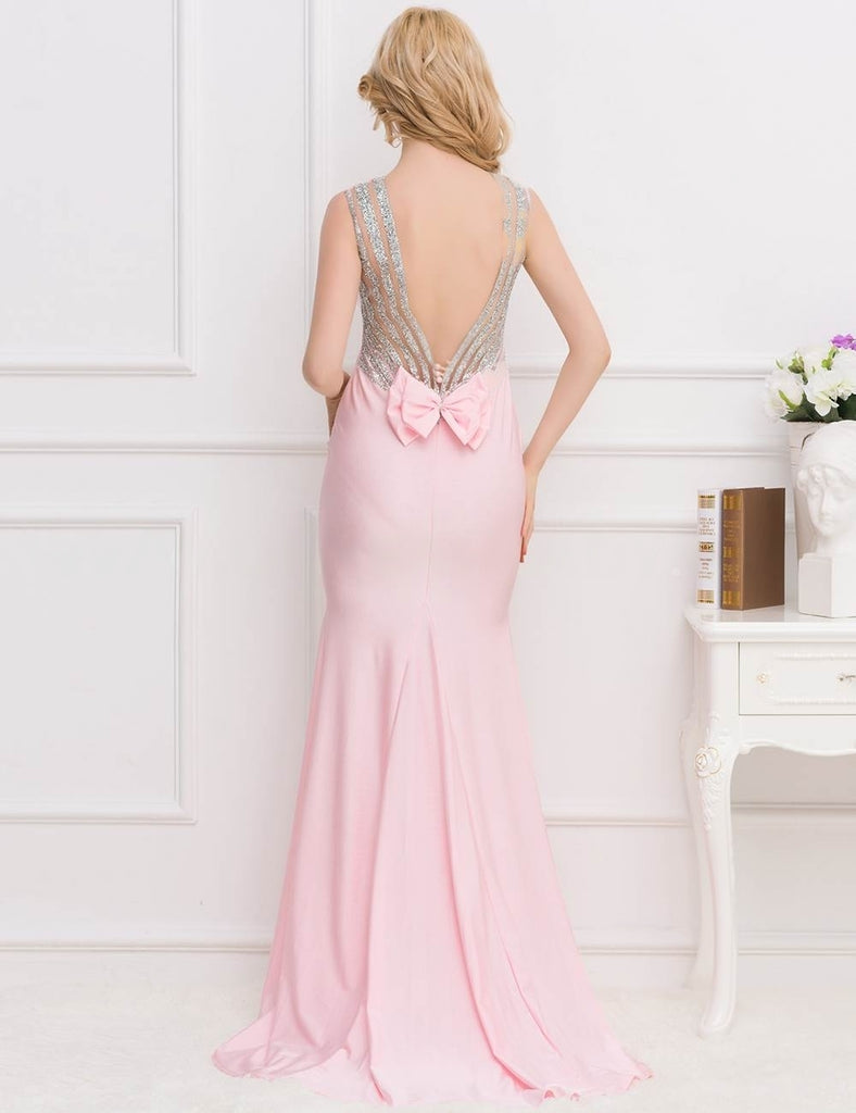Red Backless Formal Evening Dress With Golden Strap
