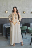 Turkish linen women's patterned abaya