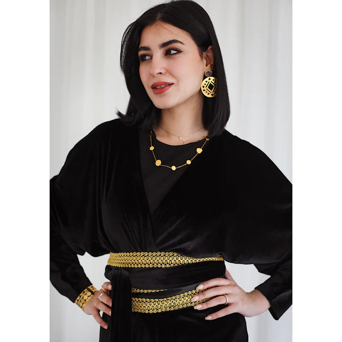 Black velvet wrap cardigan