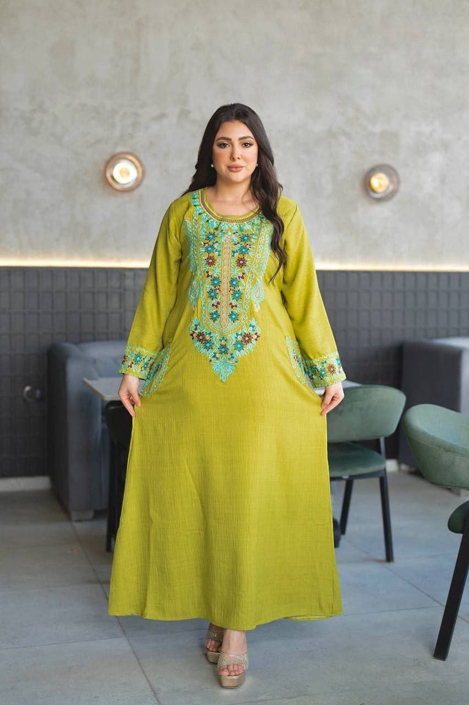 Turkish linen women's patterned abaya