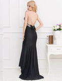 Red Backless Formal Evening Dress With Golden Strap